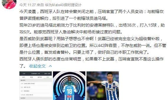 开云-西班牙人新援威胁武磊位置？韩乔生：用脑想也不会